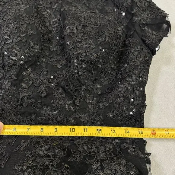 Women’s Black Lace Maxi Dress Size 12 Formal Short Sleeve Drawstring Prom NWOT - Picture 8 of 16